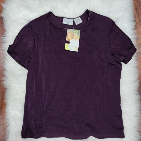 NWT Kathy Ireland Vintage Artsey Lagenlook Silk Blend Purple T-Shirt Women's XL - Picture 5 of 9